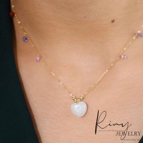 Collier coeur blanc En Or 18K